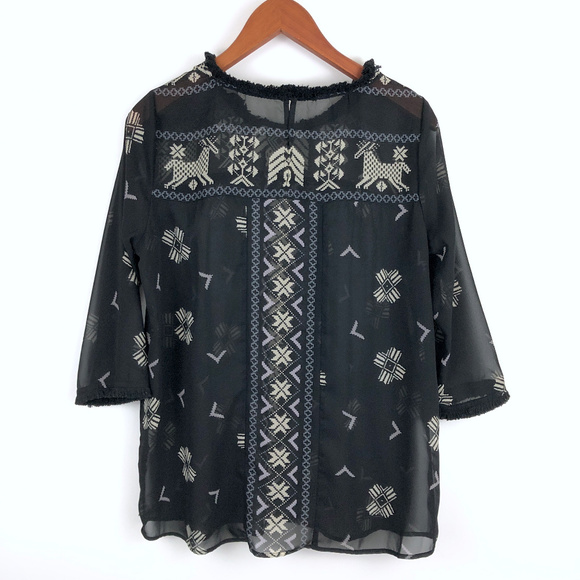 Maison Scotch Mademoiselle Sheer Print Top - Picture 7 of 8
